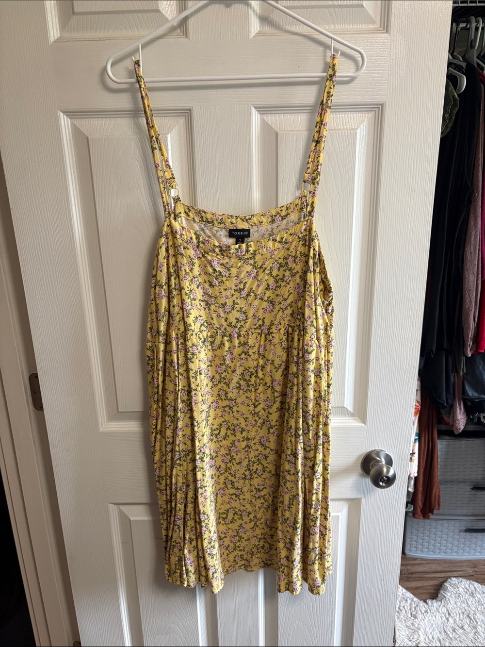 torrid Yellow Floral Slip Dress with Purple Accents